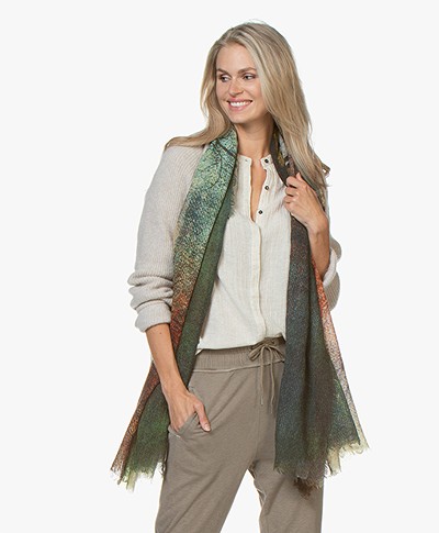 LaSalle Wool Printed Scarf - Forest