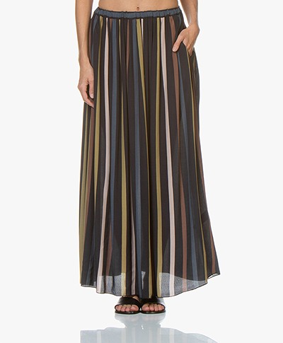 by-bar Linde Striped Crepe Maxi Skirt - Midnight