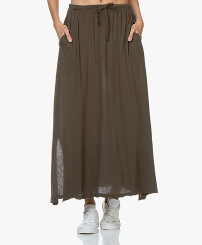 LDB Design By Cotton Jersey Maxi Skirt - Khaki