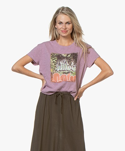ba&sh Ted Slub Jersey T-shirt met Print - Mauve
