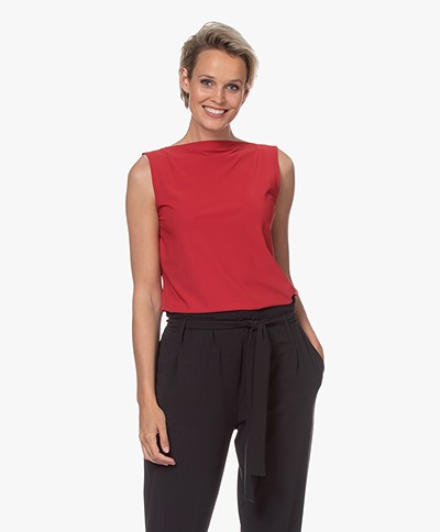 Woman By Earn Dewi Tech Jersey Boatneck Top - Tomato Red