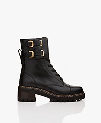 See by Chloé Mallory Combat High-top Leather Ankle Boots - Black