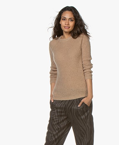 no man's land Round Neck Mohair Sweater - Paper Bag
