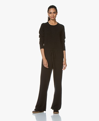 Repeat Knitted Jumpsuit with Cashmere - Black