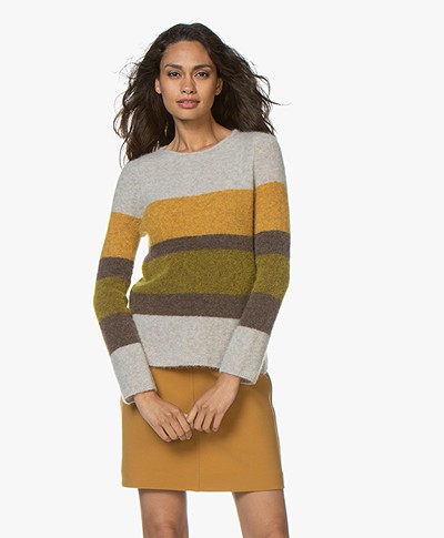 no man’s land Striped Sweater with Mohair – Grey