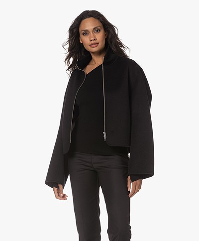 Filippa K Dafina Wool-Cashmere Zipper Jacket - Black