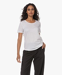 Repeat Lyocell Blend T-shirt with Round Neckline - White