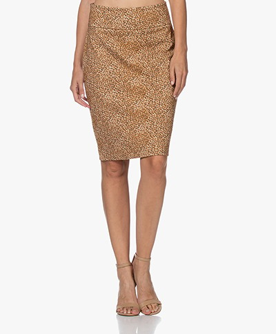 Kyra & Ko Jole Textured Jersey Print Skirt - Gold Spice
