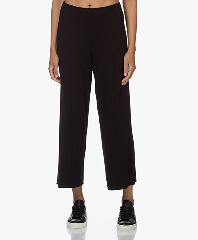Vince Rib Knitted Loose-fit Cropped Pants - Black