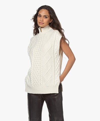 LaSalle Sleeveless Wool Blend Sweater - Panna