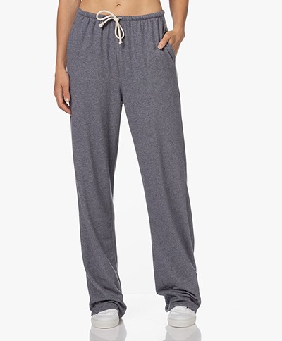American Vintage Ypawood Brushed Sweatpants with Straight Legs - Charcoal Melange