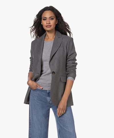 Lasalle Flanellen Wolmix Blazer - Antraciet