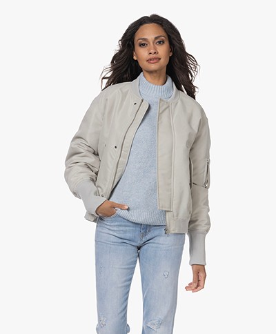 Closed Bomber Jacket from Recycled Materials - Plaster Beige