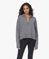Drykorn Monalie Virgin Wool Polo Sweater - Grey