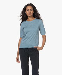Plein Publique La Lundi Merino Wool Short Sleeve Sweater - Misty Blue