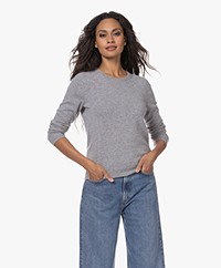 Repeat Bio Cashmere Trui met Ronde Hals - Lichtgrijs