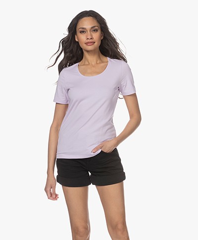 Repeat Cotton Basic Round Neck T-shirt - Lilac