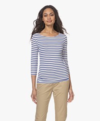 Majestic Filatures Striped Cropped Sleeve T-shirt - Abyss