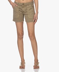 ba&sh Cselby Cotton Denim Shorts - Kaki