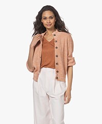 Repeat Cotton and Silk Button-through Cardigan - Apricot