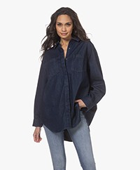 Denham Olivia Oversized Cotton Denim Shirt - Blue