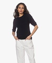 Resort Finest Cashmere Short Sleeve Sweater - Navy