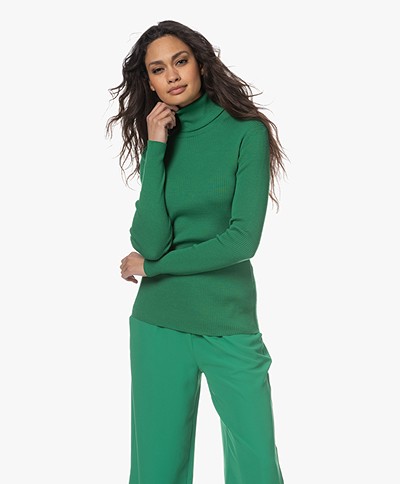 Closed Wool Ribbed Turtleneck Sweater - Green Patina