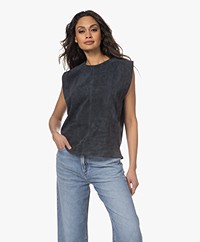Enes Antwerp Beatrice Stretch Suede Top - Anthracite