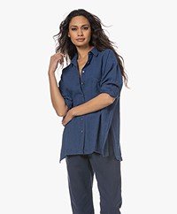 Closed Linen-Cotton Oversized Shirt - Mid Blue