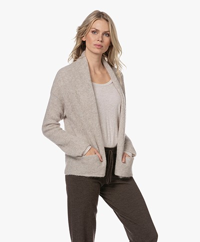 no man's land Open Mohair Blend Cardigan - Soft Biscuit