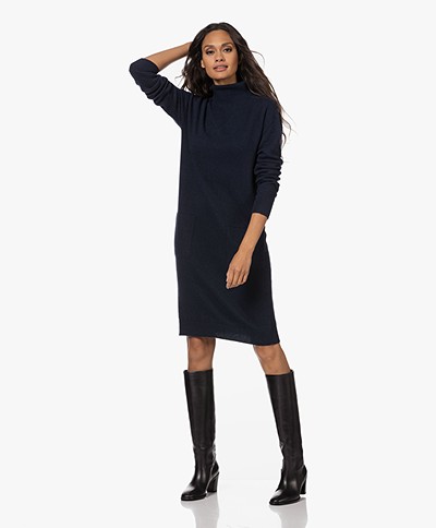 Belluna Ariel Knitted Wool-Cashmere Blend Dress - Navy