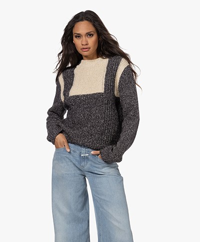 Closed Color-block Wool Blend Sweater - Dark Grey Melange