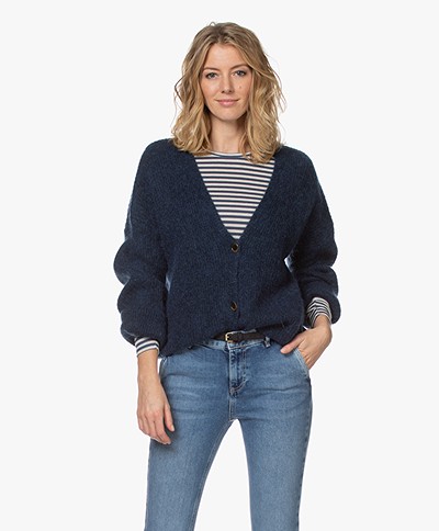 by-bar Soof Mohair Blend Buttoned Cardigan - Navy