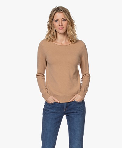 Repeat Cashmere Boothals Trui - Camel 