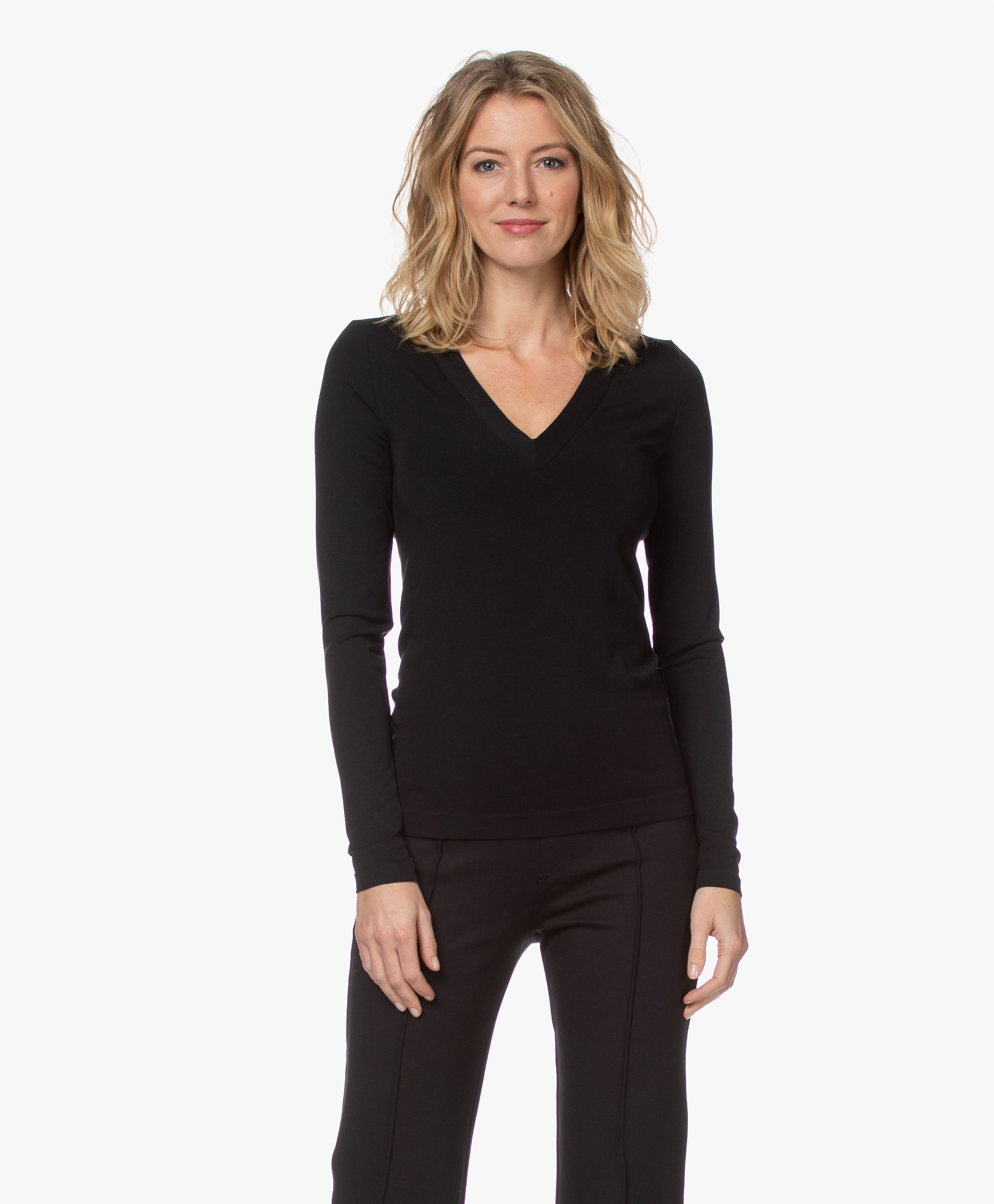 Wolford Aurora Cradle-to-Cradle V-neck Long Sleeve - Black - 56223 7005