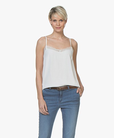 BY-BAR Isa Viscose Camisole met Kant - Off-white 