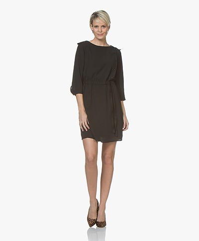 BY-BAR Joshua Crepe Dress with Cropped Sleeves - Black