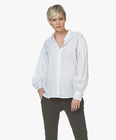 Closed Jenna Cotton Poplin Blouse with Puffed Sleeves - White