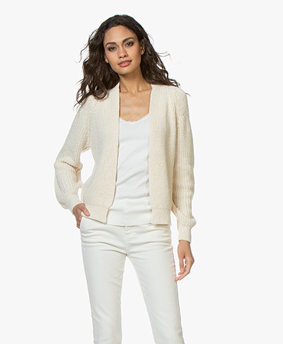 BY-BAR Berry Open Rib Cardigan - Off-white