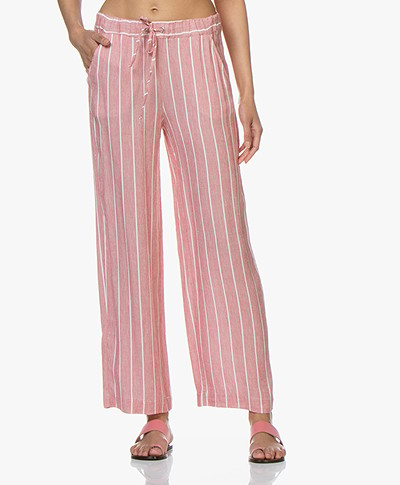 Josephine & Co Candace Striped Linen Blend Pants - Red
