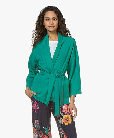 indi & cold Lyocell Belted Wrap Blazer - Verones