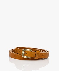 Closed Narrow Leather Belt - Strong Mustard