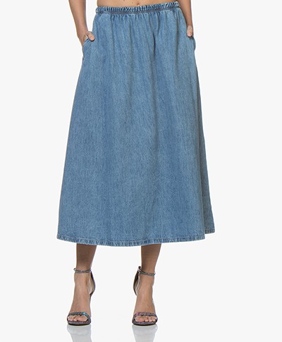 American Vintage Winiboo Denim A-line Skirt - Blue