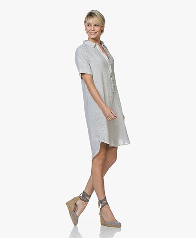 Belluna Jerry Garment-dyed Linen Tunic Dress - Light Grey