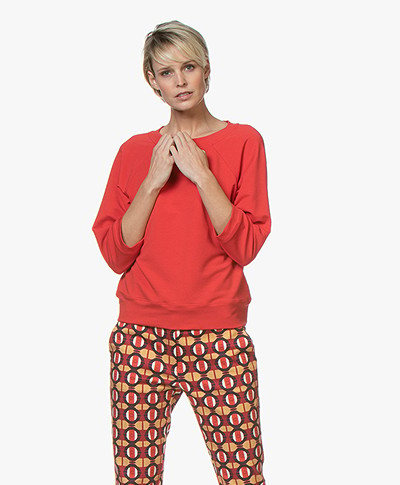 no man's land Sweater with Cropped Sleeves - Red