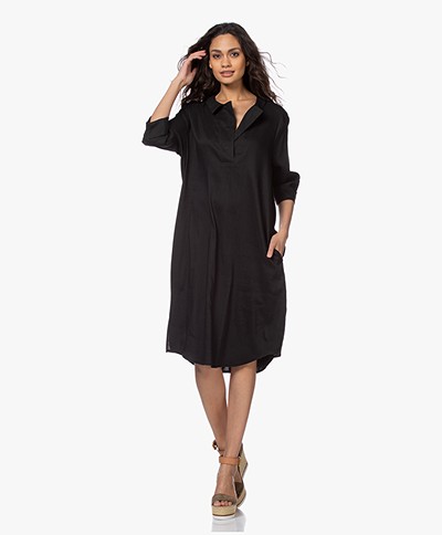 Woman by Earn Anica Stretch Linen Blend Dress - Black