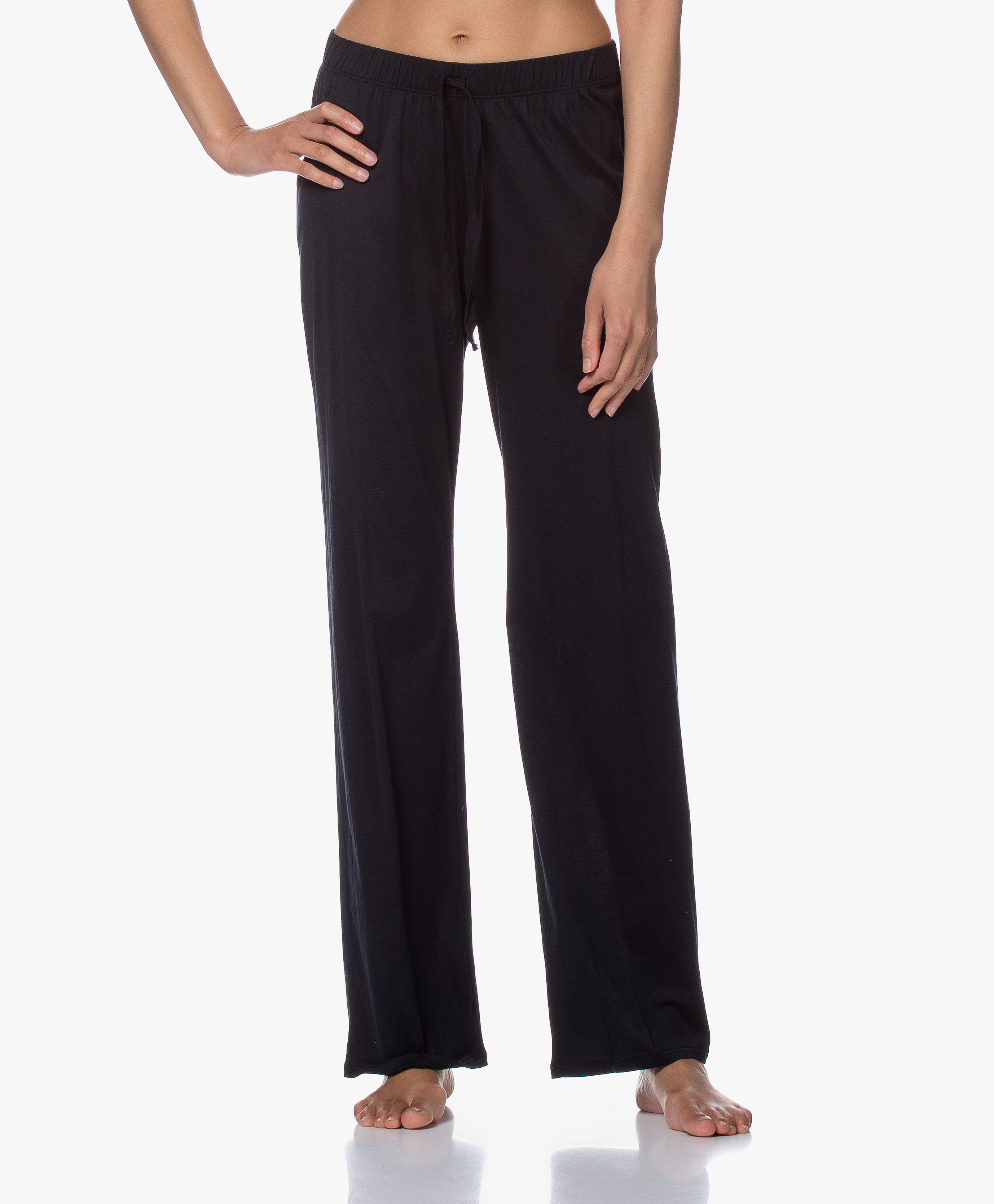 HANRO Cotton Deluxe Jersey Pajama Pants - Black - 077955 0019
