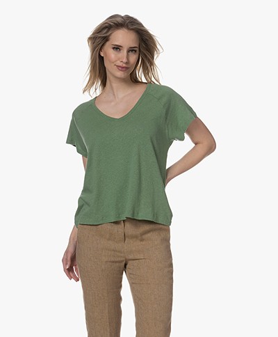 DIEGA Telao Cotton and Linen T-shirt - Green