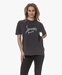 ANINE BING Walker Leopard Print T-shirt - Washed Black