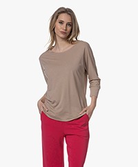 Repeat Lyocell and Cotton T-shirt with Cropped Sleeves - Pebble